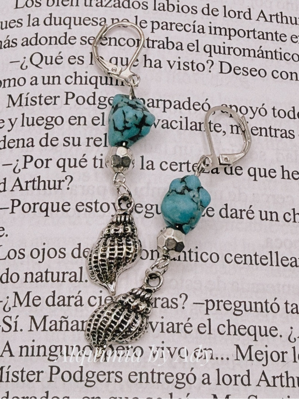 Alquimia Turquoise and Silver Shell Drop Earrings